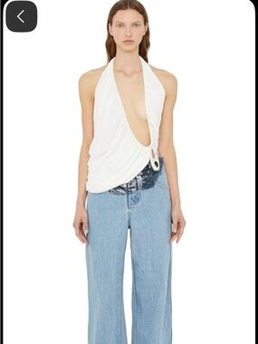 DO NOT BUY ISO Christopher Esber White Plunging Halter Ruched Top